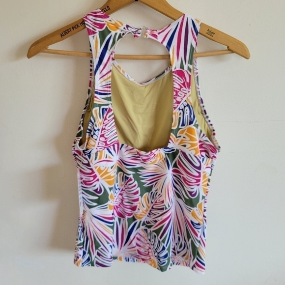 NWT Sporti Tankini Tank Top Swim High Neck Palm Pink Orange Medium - Picture 6 of 8